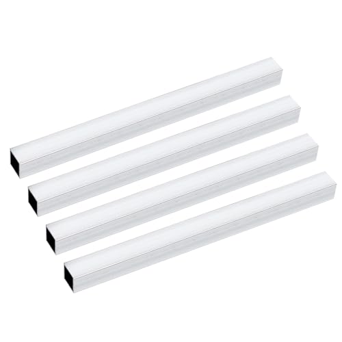 sourcing map 4 tubos cuadrados de aluminio 6063, 16 mm x 16 mm x 1 mm, grosor de pared de 204 mm/8 tubos rectos industriales de aluminio, tubos de metal sin costuras para construcción, bricolaje y