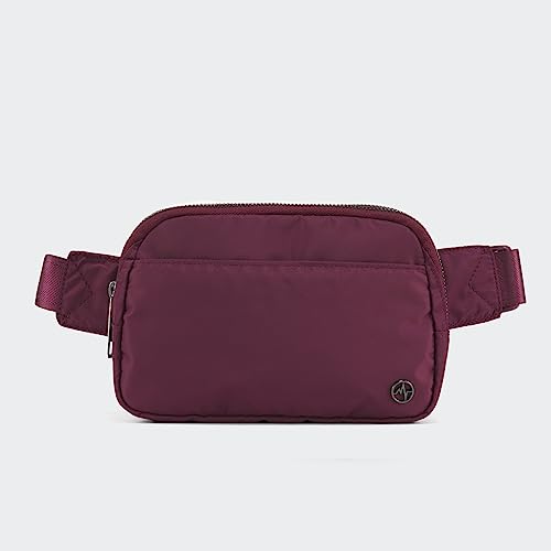 Image of Pander Everywhere Belt Bag for Women, 5 Zipper Pockets Nylon Crossbody Fanny Pack Purse (Red Merlot)