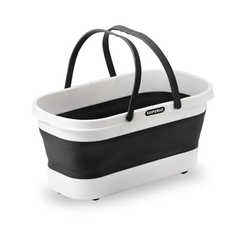 Image of Superio Fold N' Go Mop Bucket with Wheels - Collapsible Cleaning Bucket, 10L, Portable Water Pail for Home, Car, and Outdoor Use
