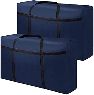 Mocalaca 150L Large Storage Bags 2 Pack, 1680D Oxford Organizer Bags Moisture proof with Handles and Zippers Ideal for Bedding, Duvets, Pillows, Clothes or Housing Moving, 90 x 58 x 28 cm, Bule