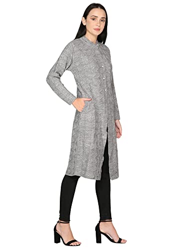 Image of HAUTEMODA Women Wollen Self Design Long Coat /Sweater for Winters