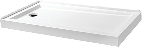 Kingston Brass VTSB60324L Aruba - Base de ducha acrílica de doble umbral de 60 x 32 pulgadas, color blanco brillante