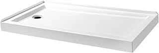 Kingston Brass VTSB60324L 60" x 32" Acrylic Double Threshold Shower Base with Left Drain, Glossy White