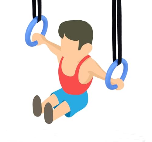 Image of Kids Gymnastics Rings Play Set - Indoor /Outdoor Hanging Fitness Toys for Boys & Girls | Adjustable 170 cm Strap | 25 mm Grip Rings for Strength, Balance & Fun