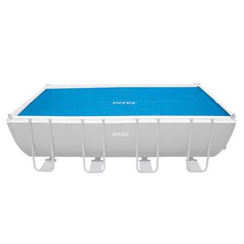 Intex Solar Pool Cover for 18' x 9' Rectangular Frame Outdoor Swimming Pools with Carrying Storage Bag, (Pool Cover Only), Blue