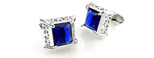 1 Par de Mancuernillas para Hombre Azul Cristal Hueco miniatura 1