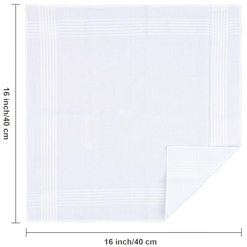 20 Pcs Cotton Handkerchiefs, White Men's Handkerchiefs & Pocket Squares, Large Hankies for Suits (Soft 100% Cotton Hanky Bulk), Mens Handkerchief