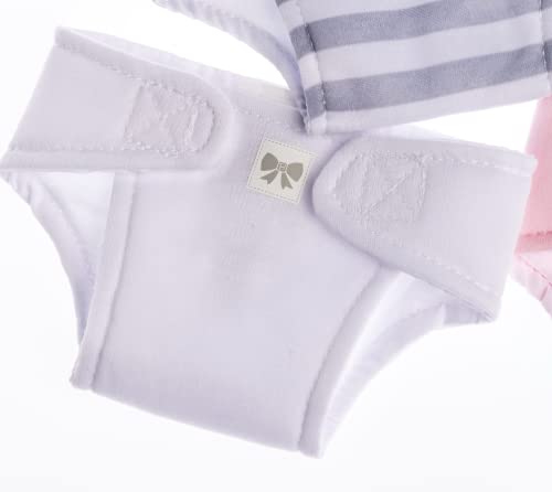 Jc Toys Baby Doll Washable And Reusable Eco Diapers 4 Pack Fits Dolls 14 To 18 Inch In Blue/White/Grey #TOP5