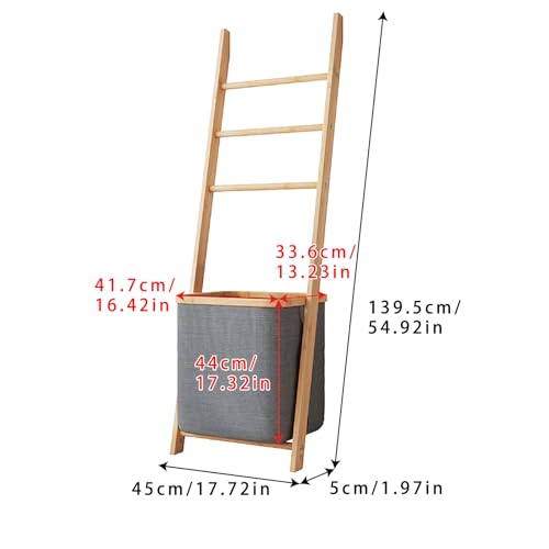 Zhumujiaju KQJ-1 Blanket Ladder With Basket, Bamboo Towel Rack thumb #3