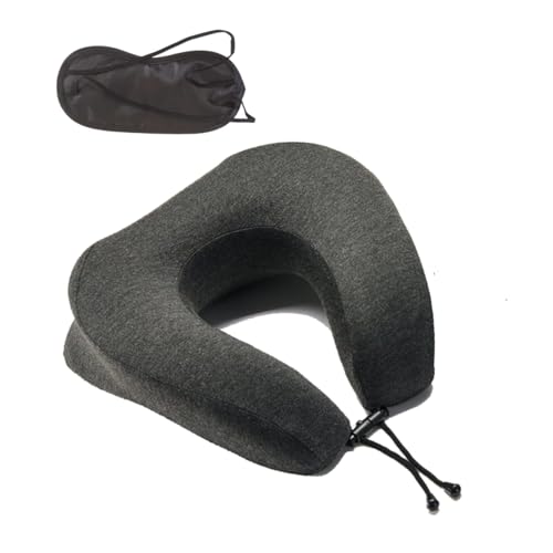 Azmaish Face Down Pillow with Eye Mask, Adjustable Stomach Sleeping Pillow, Soft Neck Pillow Airplane, Memory Foam Travel Pillow, Black Medical Pillow for Bed, Car, Flight, Office