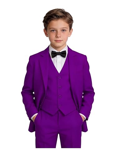 Image of Toddler Suits Slim Fit Suit for Boys,Formal Tuxedo Ring Bearer Outfit Kids Dress Clothes for Wedding,Adjustable Waist