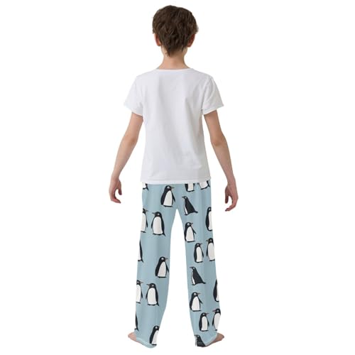 Boys' Pants Black Cartoon Penguin Blue Long Bottoms Jogger Pants Elastic Waist Trousers with Pockets S-XL3