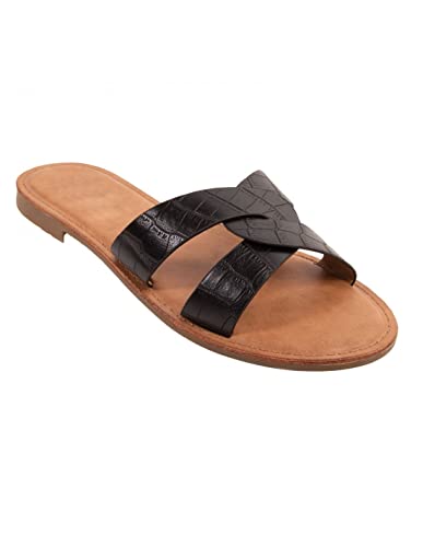 Primtex Claquettes Femme en Simili Cuir Bride croisées H Mules Effet Croco écaille39 Cover