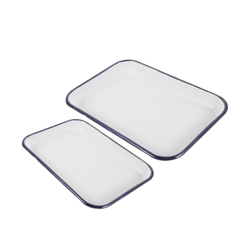 FUTUREORYY 2 piezas Bandejas de Horno Esmaltadas Rectangulares y Antiadherentes para Hornear Asar y Servir Aptas para Lavavajillas y Multifuncional Cocina
