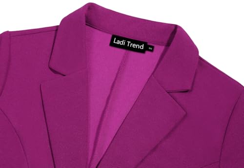 Dark Magenta Blazer for Women Fitted Long Sleeve Lapel Button Blazer Suit Jackets with Pockets Tailored Outfit(Dark Magenta XL)4
