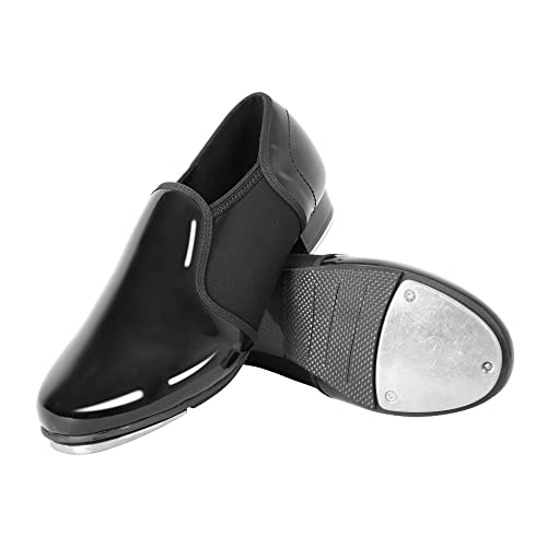 Image of Linodes PU Leather Slip On Tap Shoe Unisex Dance Shoes for Women and Men | Quality soft upper, Unisex for women men, Slip on, Rubber and EVA outsole, Clear sound, Snug fit, Breathable lining, Durable