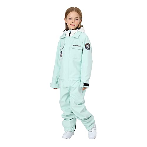 Image of HOTIAN Kids One Piece Snowsuits Girls Ski Suits Overalls Waterproof Insulated Snow Wear Outfits Snowboarding Jackets