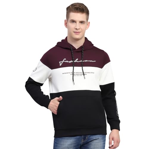 Image of Monte Carlo Printed Black Hooded Neck Full Sleeve Sweatshirt for Mens