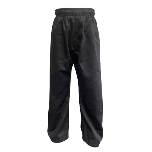 QuikStryke Blank Blank Uniform Karate Pants - 8 oz Elastic Waist + Drawstring (00) Black
