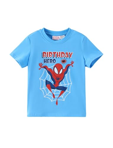Marvel Spiderman Shirts Spider-Man Birthday Boy Shirt Short Sleeve Boys T-Shirts Long Lasting Graphic Tops Cotton Tees Kids Summer Outfit 6-7 Years