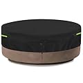 Round Built in Stone Fire Pit Cover Waterproof, 600D Heavy Duty Outdoor fire pit cover, Fire Pit Cover for In-Ground Fire Pits,with Drawstring & Storage Bag, UV, Dust (Black, Round 57*8 INCH)