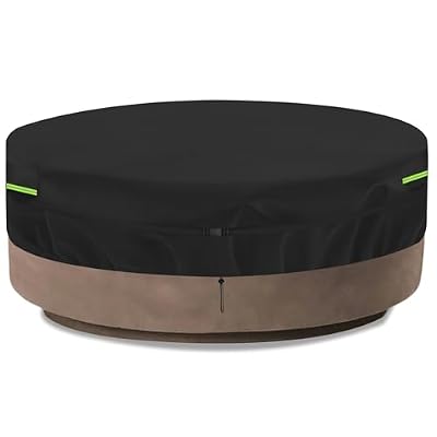 Round Built in Stone Fire Pit Cover Waterproof, 600D Heavy Duty Outdoor fire pit cover, Fire Pit Cover for In-Ground Fire Pits,with Drawstring & Storage Bag, UV, Dust (Black, Round 57*8 INCH)