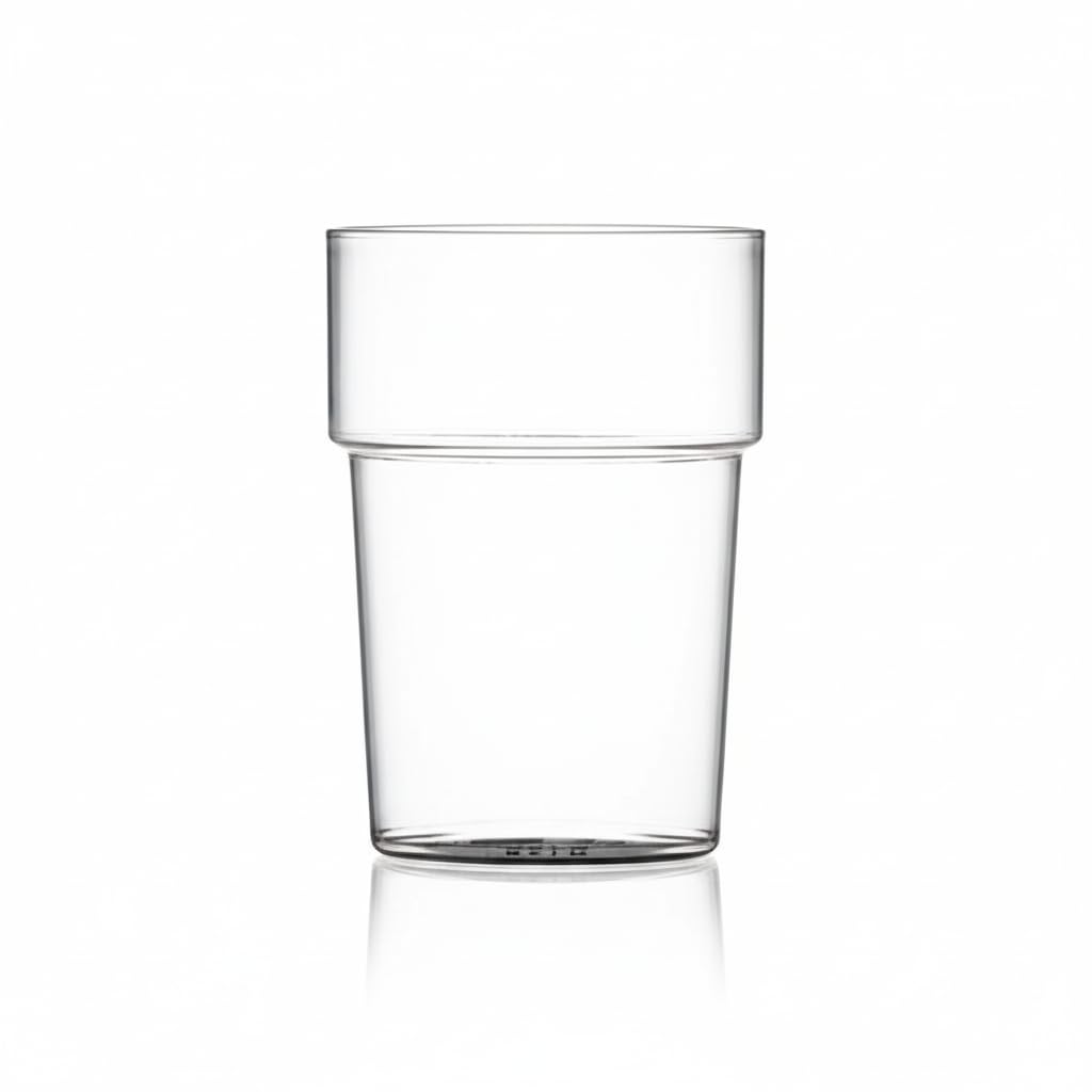 We Can Source It Ltd - Polystyrene Half Pint Plastic Glasses 10oz/284ml with CE Markings – Stackable Reusable Tumblers for Bars, Pubs, Restaurants and Events – Clear Washable Design - Pack of 50