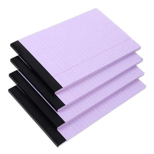 TIDTALEO 4個 リーガルパッド 冊 罫線入りメモ帳 ポケット 耐久性良好 事務用品 学校 オフィス 自宅向け 取り外しやすい用紙付き 長期使用対応