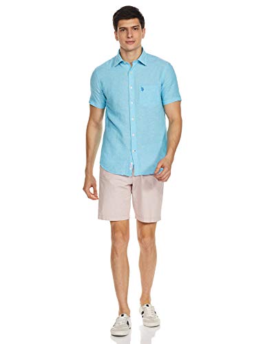 Image of US Polo Association Men's Solid Regular Fit Button Down Shirt (USSH6039H Grey, Blue and Red 3XL)