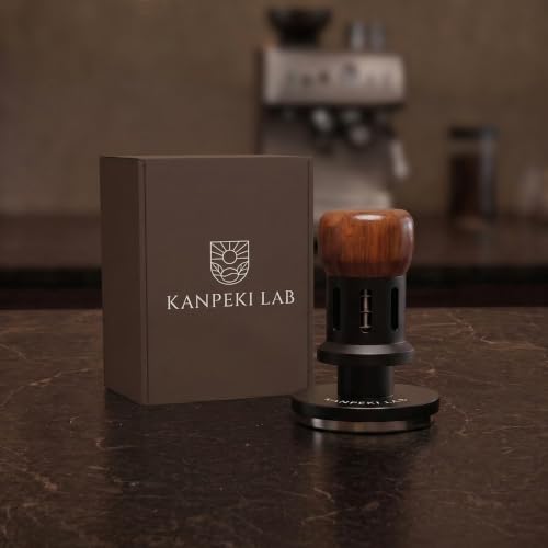 Image of 58mm Espresso Tamper | Calibrated Self-Leveling Coffee Tamper with Audible Click, Spring-Loaded, 304SS Ripple Base & Walnut Handle | 58.35mm Precision Tamper for Standard 58mm Baskets | Kanpeki Lab