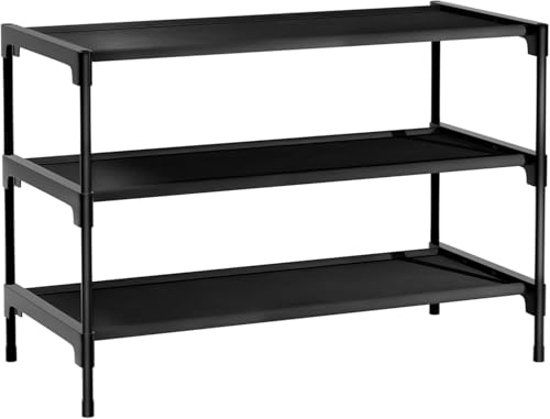 LINKINNO Scarpiera a 3 Ripiani, Impilabile Scaffale Portascarpe Organizzatore in Metallo per 9 Paia di Scarpe per Soggiorno, Corridoio, Camera da Letto (70 x 30 x 36 cm, Nero)