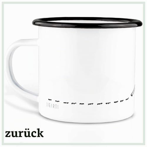 Ligarti Emaille Tasse (leicht & robust) | Camping Becher handveredelt in Deutschland | Trinkbecher für Kinder, Kaffeetasse, Emaillebecher… – Ansicht 2