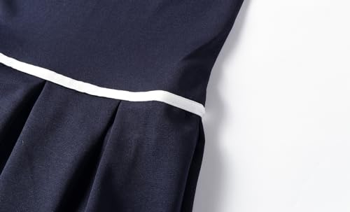 Vestido escolar de niña con cuello náutico y falda plisada con lazo 6