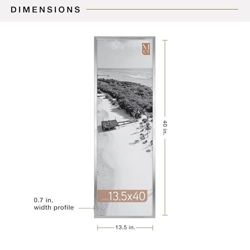 Image of MCS Foundation 13.5x40 Poster Frame Traditional Silver, Vertical & Horizontal Wall Hanging Large Picture Frame for Photos, Panoramics, Posters & Art Prints (1-Pack)