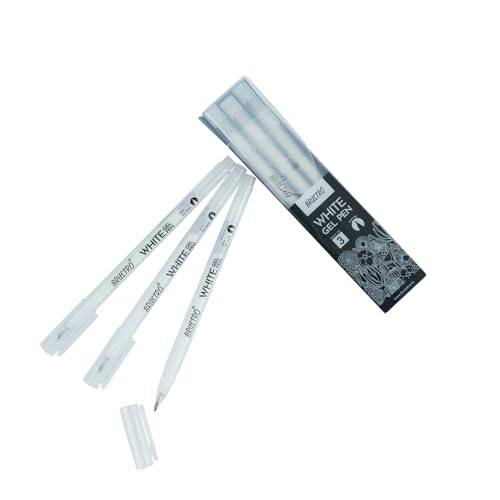 BRUSTRO White Gel Pen | Tip size -1 mm|Pack of 3 | Ideal for Students and Adults, Drawing, Mandala Arts, Students, Office Use, Writing, Pen Set (Image - 5)