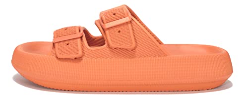 Ylduj Amum Pillow Slippers For Women And Men - Cloud Slides - Double Buckle Adjustable - Eva Flat Sandals Orange 8 #TOP1