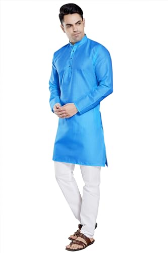 Image of DIVISIVE Men's Plain Cotton Blend Linen Slim Fit Kurta Pyjama Set