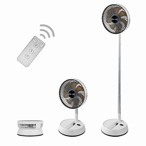 Greheywos Foldable Rechargeable Oscillating Fan 8' 7200mAh Battery Operated Small Fan Remote, Quiet...