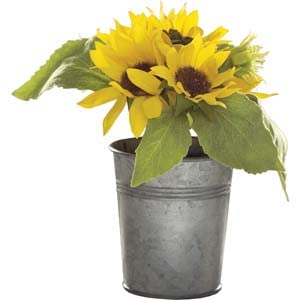 Primitives-by-Kathy-Faux-Sunflowers-Metal-Gardening-Bucket-Planter Primitives by Kathy Faux Sunflowers Metal Gardening Bucket Planter