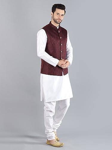 Image of Uri and MacKenzie Men's Silk Blend Kurta Pajama with Designer Ethnic Nehru Jacket /Modi Jacket