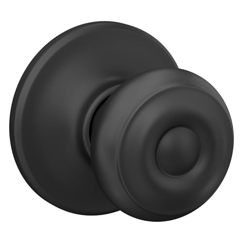 Image of Schlage F10 GEO 622 COH Georgian Door Knob with Cohen Trim, Hall & Closet Passage Lock, Matte Black