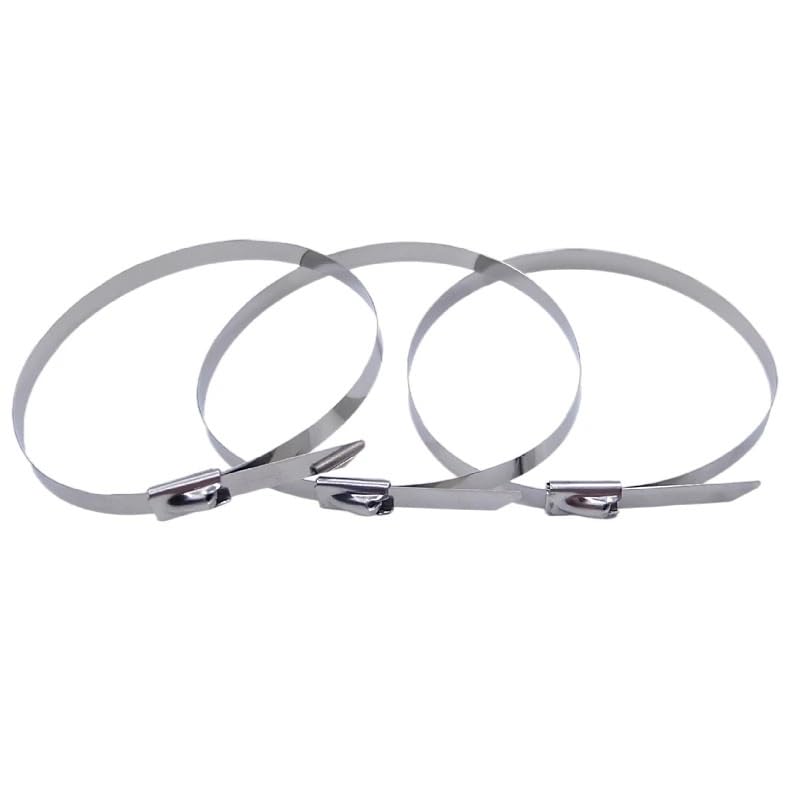 Sujetacables de acero inoxidable con anillo de sujeción – Organizador de herrajes de metal multiusos reutilizable, autosellante, 450 mm, 30 piezas