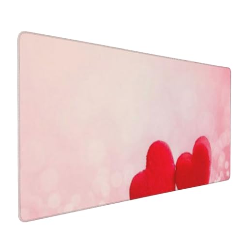 Tapis de souris grand format antidérapant en caoutchouc motif cœur rouge - 2