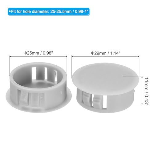 Image of PATIKIL Hole Plugs Plastic, 50 Pcs 25mm(1 inch) Screw Bumper Hole Plug Flush Snap Type Round Hole Cover Caps for Round Holes Cabinet Furniture Kitchen, Grey