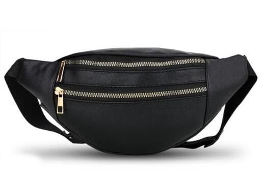 Black Leather Waist Pouch for Girls – Cute Hip Belt Bag, Large Size, Water Resistant,Bag_005_Black-image-48