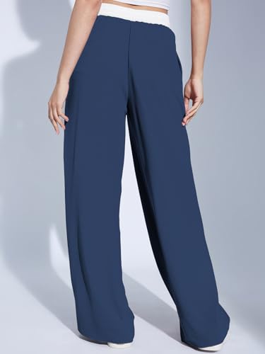 Image of Selvia Women's High Rise Solid Lycra Full Elastic Regular Fit Straight Trouser