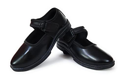 Image of Coolz Girls Black School Shoes Ankle Plain (V) Ballerina