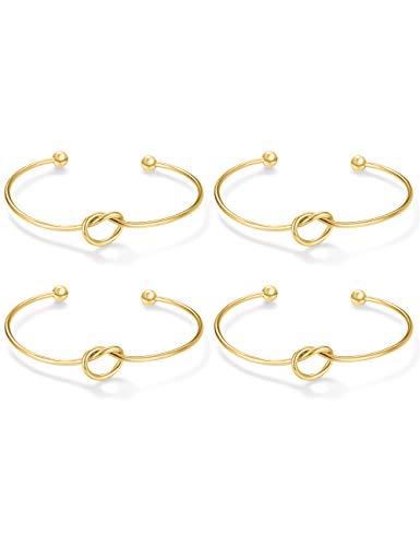 CHICNOW Wedding Party Maid of Honor Gold Personalized Bracelet Bridal Shower Knot Bangle (Gold Set...