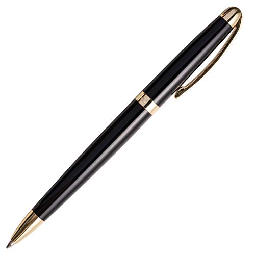 Settini Milano Pen. Luxury Pen. Metal Pen Lacquer Black With Gold Trim Ballpoint. Fancy Nice Gift Pen Set. Hinge Clip. Black German Ink. Best Pen. Professional, Executive Office, Nice Pens #TOP4