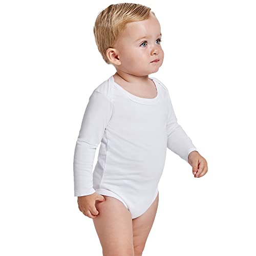 KINKIES Body manga larga para Bebés - Mono comodín Bebé unisex de algodón, cómodo, suave, cálido y tacto agradable (18 Meses, Blanco)